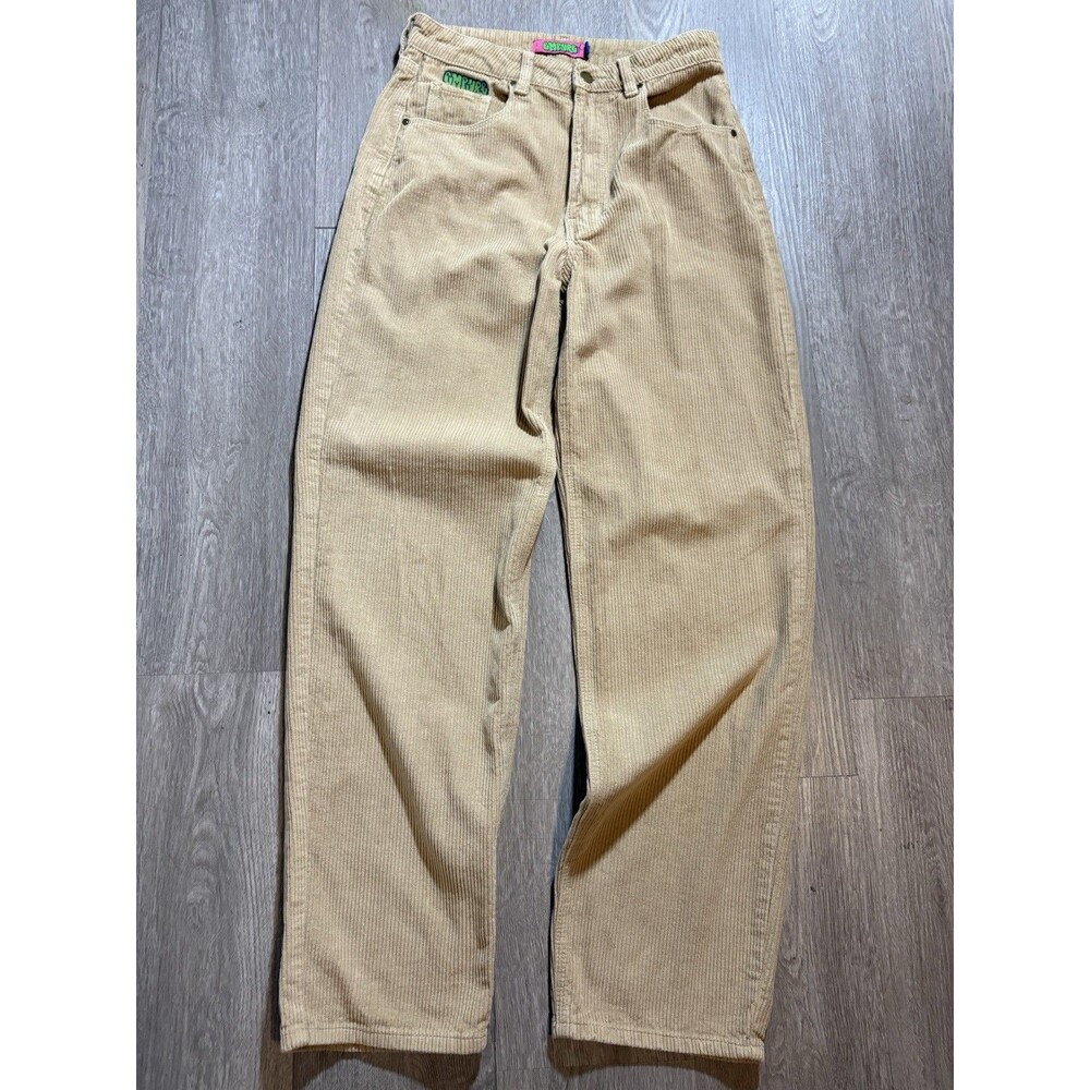 Empyre Tori Corduroy Pants Womens Size 4 Beige Baggy Fit Straight Leg High Rise